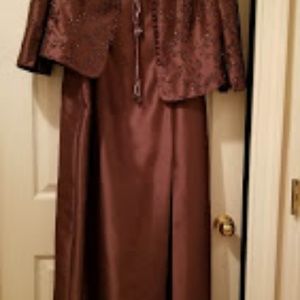 Elegant 2pc Lined, Satin ankle-length dress Sz. 18